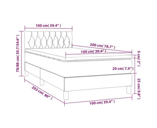 Pat box spring cu saltea, albastru, 100x200 cm, textil, 7 image