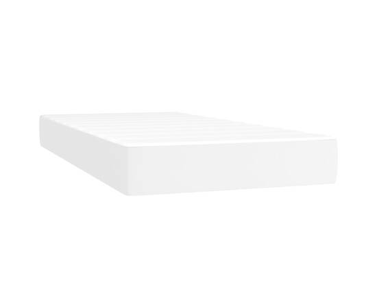 Pat continental cu saltea & led, alb, 80x200 cm, piele eco, 6 image