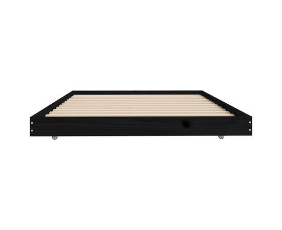 Cadru de pat, negru, 100x200 cm, lemn masiv de pin, 6 image