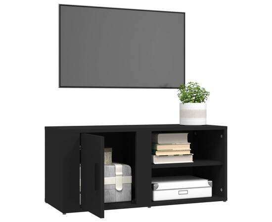 Comodă tv, negru, 80x31,5x36 cm, lemn prelucrat, 5 image