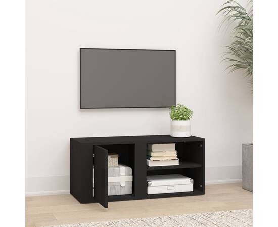 Comodă tv, negru, 80x31,5x36 cm, lemn prelucrat, 3 image