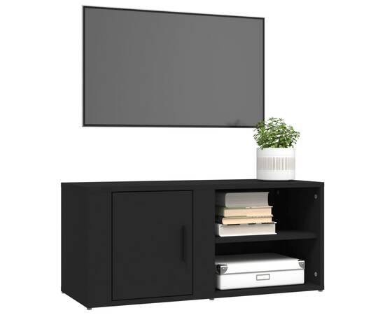 Comodă tv, negru, 80x31,5x36 cm, lemn prelucrat, 4 image