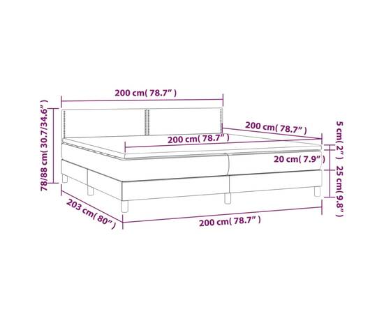 Pat box spring cu saltea, negru, 200x200 cm, piele ecologică, 7 image