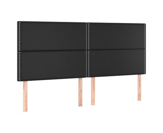 Tăblie de pat cu led, negru, 200x5x118/128 cm, piele ecologică, 4 image