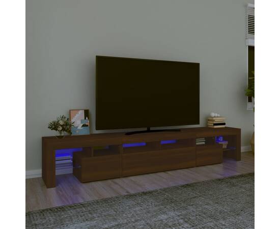 Comodă tv cu lumini led, stejar maro, 230x36,5x40 cm