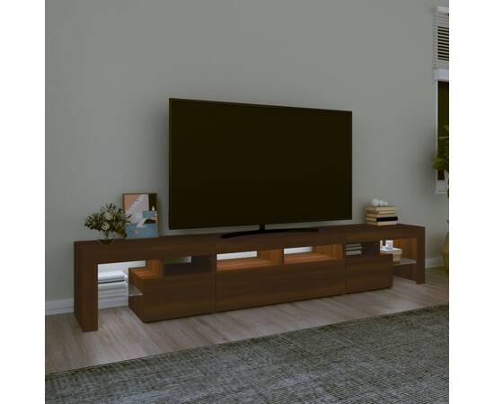 Comodă tv cu lumini led, stejar maro, 230x36,5x40 cm, 3 image