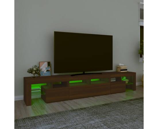 Comodă tv cu lumini led, stejar maro, 230x36,5x40 cm, 4 image