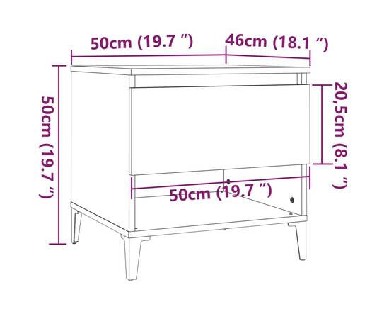 Masă laterală, alb, 50x46x50 cm, lemn compozit, 10 image