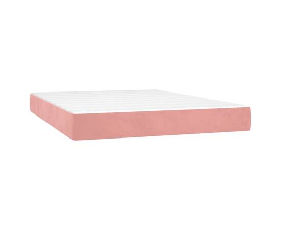Pat box spring cu saltea, roz, 140x190 cm, catifea, 5 image