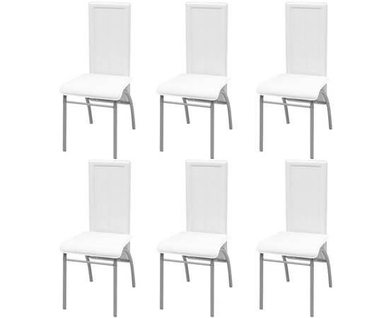 Set masă și scaune de bucătărie 7 piese, alb, 4 image