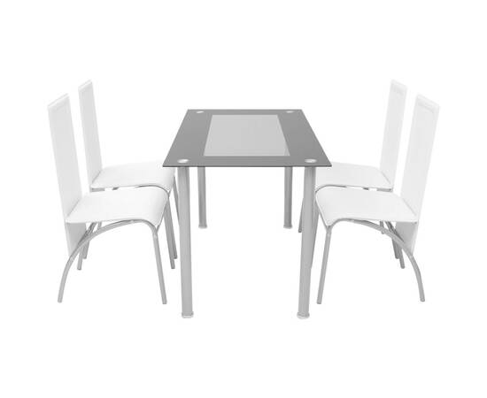 Set masă cu scaune, 5 piese, alb, 2 image