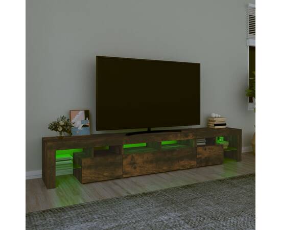 Comodă tv cu lumini led, stejar fumuriu,230x36,5x40cm, 4 image