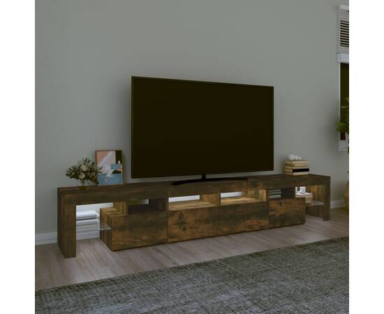 Comodă tv cu lumini led, stejar fumuriu,230x36,5x40cm, 3 image