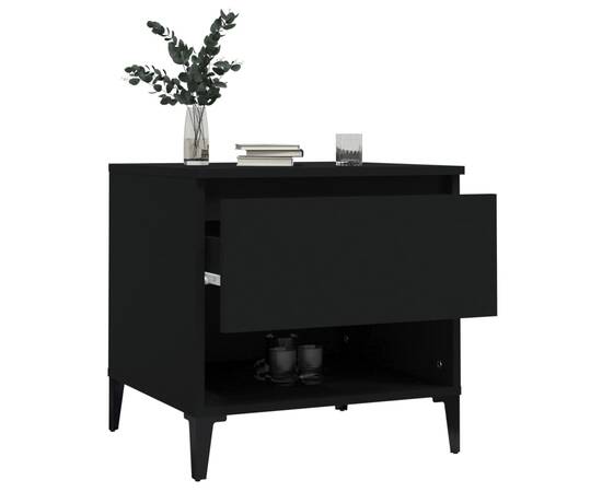 Masă laterală, negru, 50x46x50 cm, lemn compozit, 5 image