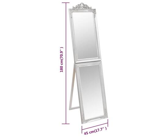 Oglindă de sine stătătoare, argintiu, 45x180 cm, 7 image