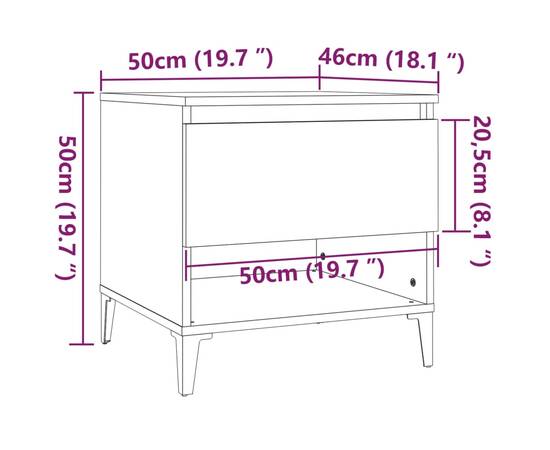 Mese laterale, 2 buc., alb, 50x46x50 cm, lemn compozit, 11 image