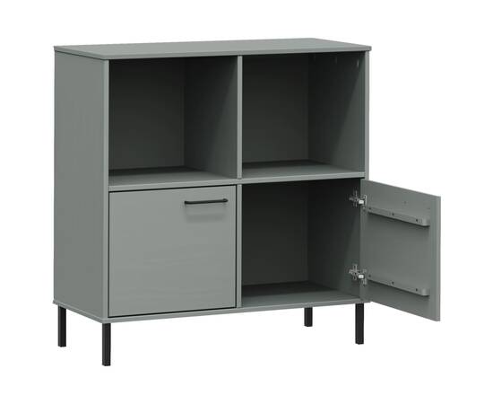 Bibliotecă cu picioare metalice oslo, gri, 90x35x90,5 cm, lemn, 5 image