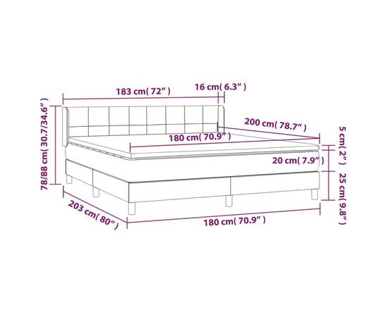 Pat continental cu saltea, crem, 180x200 cm, textil, 7 image