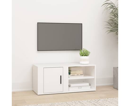 Comodă tv, alb, 80x31,5x36 cm, lemn prelucrat