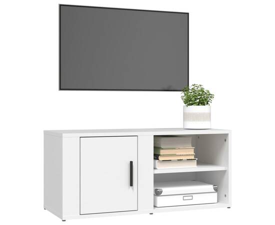 Comodă tv, alb, 80x31,5x36 cm, lemn prelucrat, 4 image