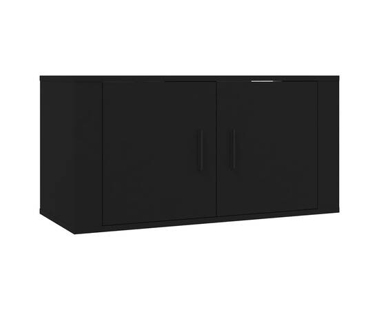 Dulap tv montat pe perete, negru, 80x34,5x40 cm, 2 image