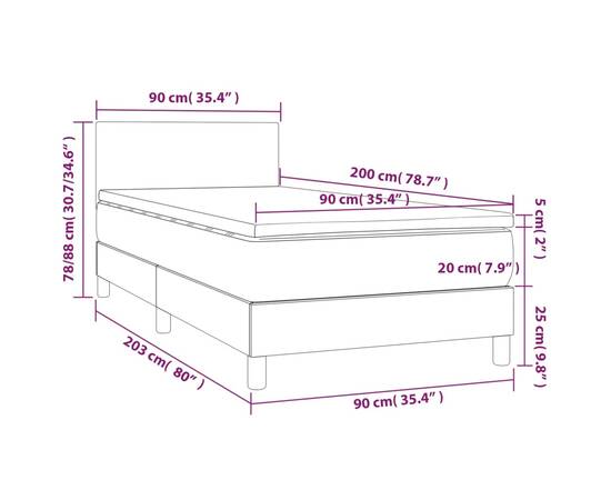 Pat box spring cu saltea, crem, 90x200 cm, textil, 7 image