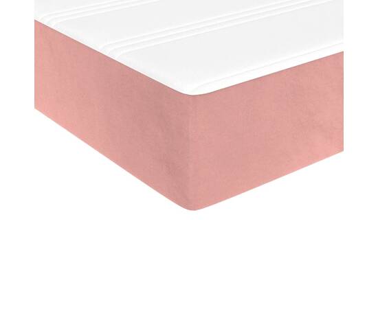Pat box spring cu saltea, roz, 140x200 cm, catifea, 8 image