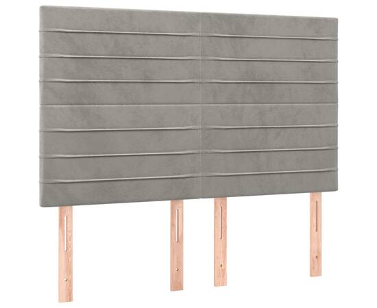 Pat box spring cu saltea, gri deschis, 140x190 cm, catifea, 5 image