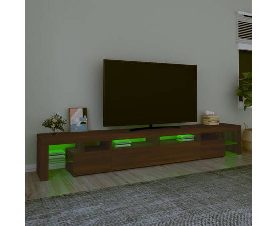 Comodă tv cu lumini led, stejar maro, 260x36,5x40 cm, 4 image