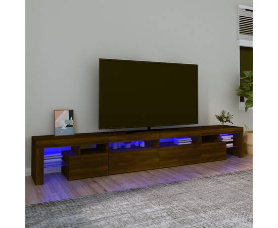 Comodă tv cu lumini led, stejar maro, 280x36,5x40 cm