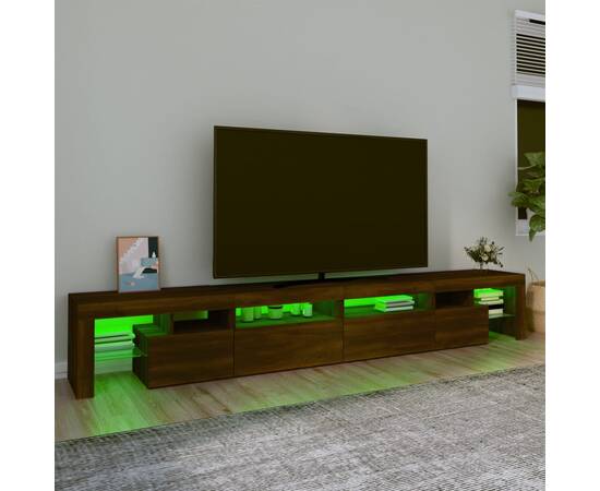 Comodă tv cu lumini led, stejar maro, 280x36,5x40 cm, 4 image