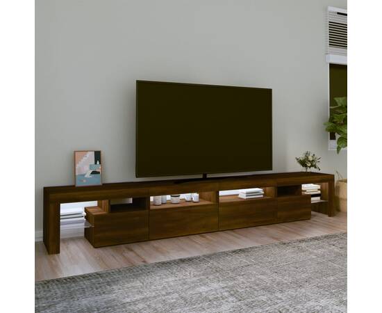 Comodă tv cu lumini led, stejar maro, 280x36,5x40 cm, 3 image