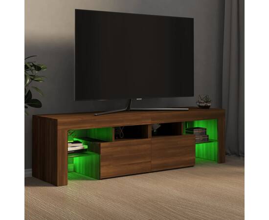 Comodă tv cu lumini led, stejar maro, 140x36,5x40 cm, 5 image