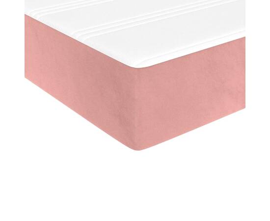 Pat box spring cu saltea, roz, 100x200 cm, catifea, 8 image