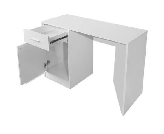 Birou cu sertar și dulap, 100 x 40 x 73 cm, alb, 5 image