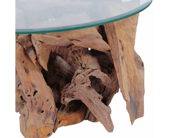 Măsuță de cafea, 60 cm, lemn masiv de tec erodat, 7 image