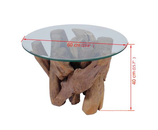 Măsuță de cafea din lemn de tec solid, 60 cm, 7 image