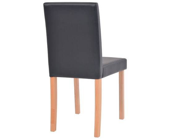 Masă și scaune 7 piese, piele artificială, stejar, negru, 9 image
