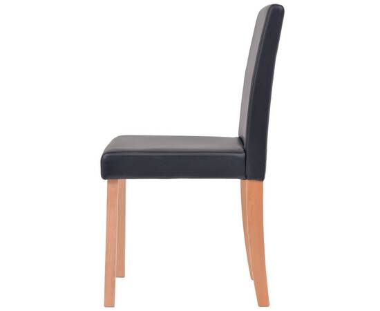 Masă și scaune 7 piese, piele artificială, stejar, negru, 8 image