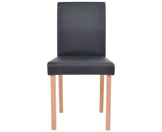 Masă și scaune 7 piese, piele artificială, stejar, negru, 7 image