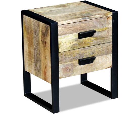 Masă laterală cu 2 sertare din lemn solid de mango, 43x33x51 cm