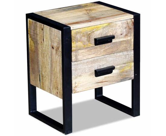 Masă laterală cu 2 sertare din lemn solid de mango, 43x33x51 cm, 5 image