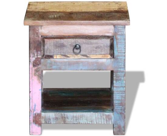 Masă laterală cu un sertar, 43x33x51 cm, lemn masiv reciclat, 7 image