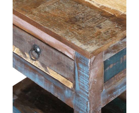 Masă laterală cu un sertar, 43x33x51 cm, lemn masiv reciclat, 8 image