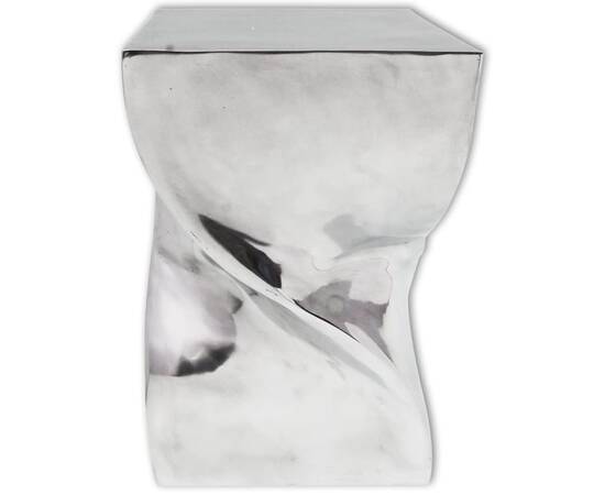 Scaun/masă laterală cu formă răsucită, aluminiu, argintiu, 4 image