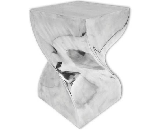 Scaun/masă laterală cu formă răsucită, aluminiu, argintiu, 3 image