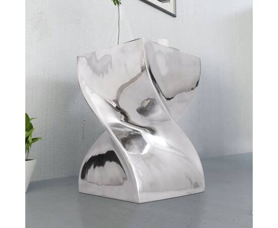 Scaun/masă laterală cu formă răsucită, aluminiu, argintiu, 2 image