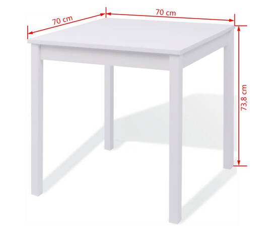 Set de masă, trei piese, alb, lemn de pin, 8 image