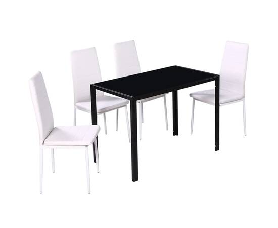 Set masă și scaune de bucătărie, cinci piese, negru, 3 image