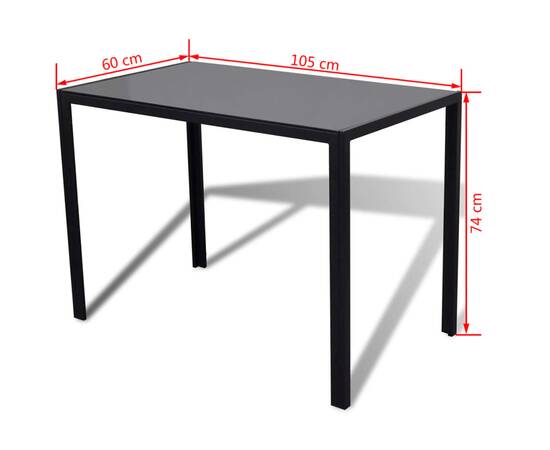 Set masă și scaune de bucătărie, cinci piese, negru, 8 image